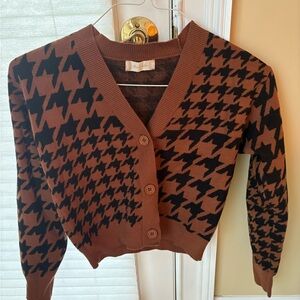 Altar'd State Black and Brown Houndstooth Cardigan